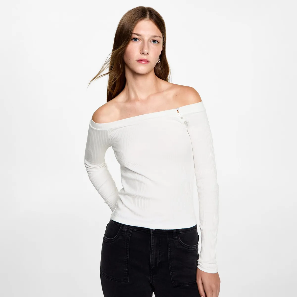 MANGO TEEN - Polo Manga Larga Algodón Mujer Mango