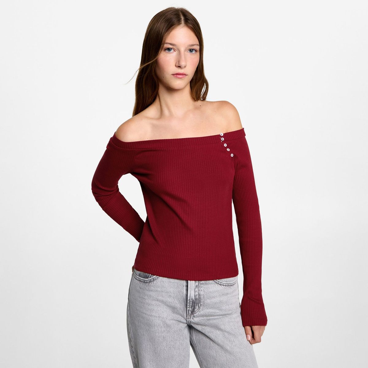 MANGO TEEN - Polo Manga Larga Algodón Mujer Mango