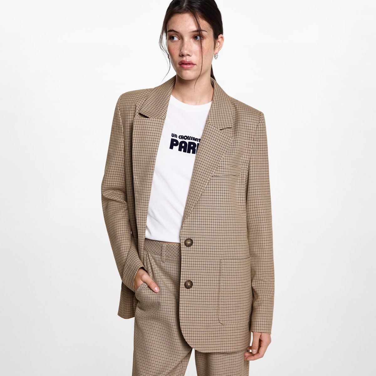 MANGO TEEN - Blazer Casual Mujer Mango