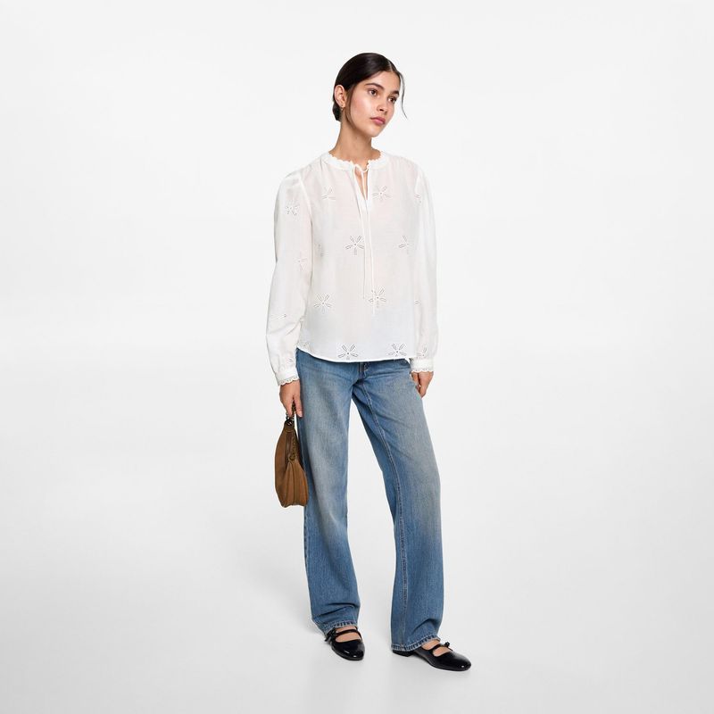 MANGO TEEN - Blusa Manga Larga 100% Algodón Mujer Mango