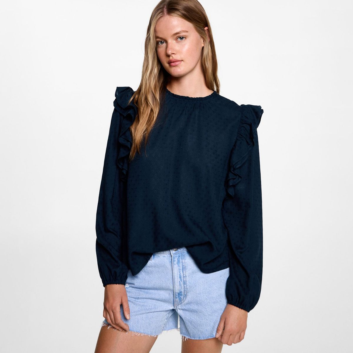 MANGO TEEN - Blusa Manga Larga Mujer Mango