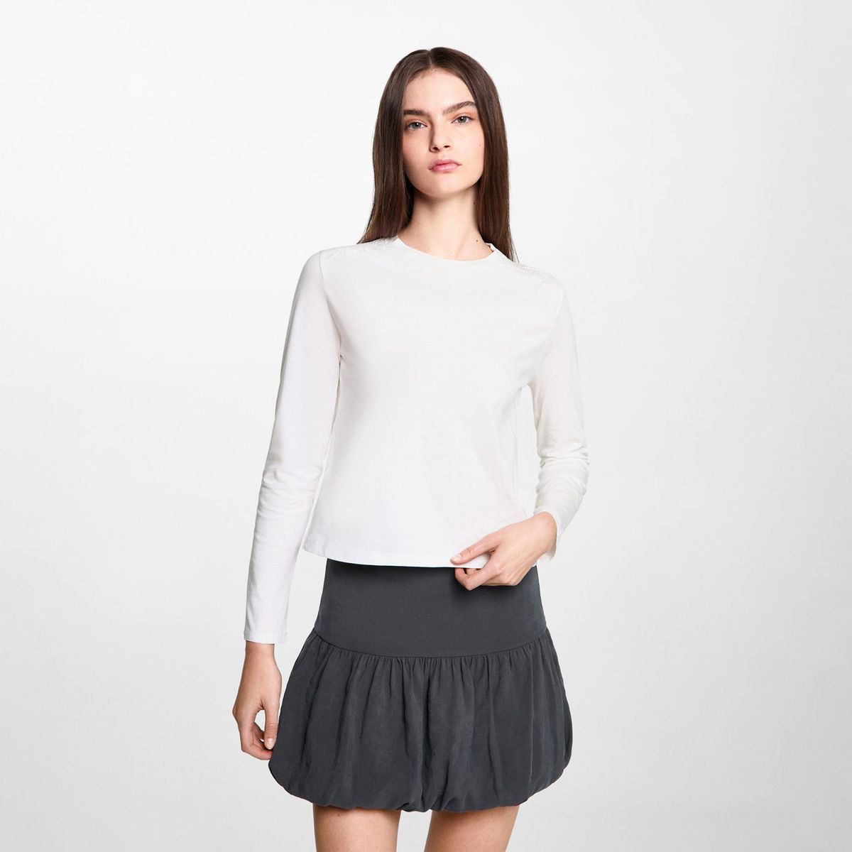 MANGO TEEN - Polo Manga Larga 100% Algodón Mujer Mango