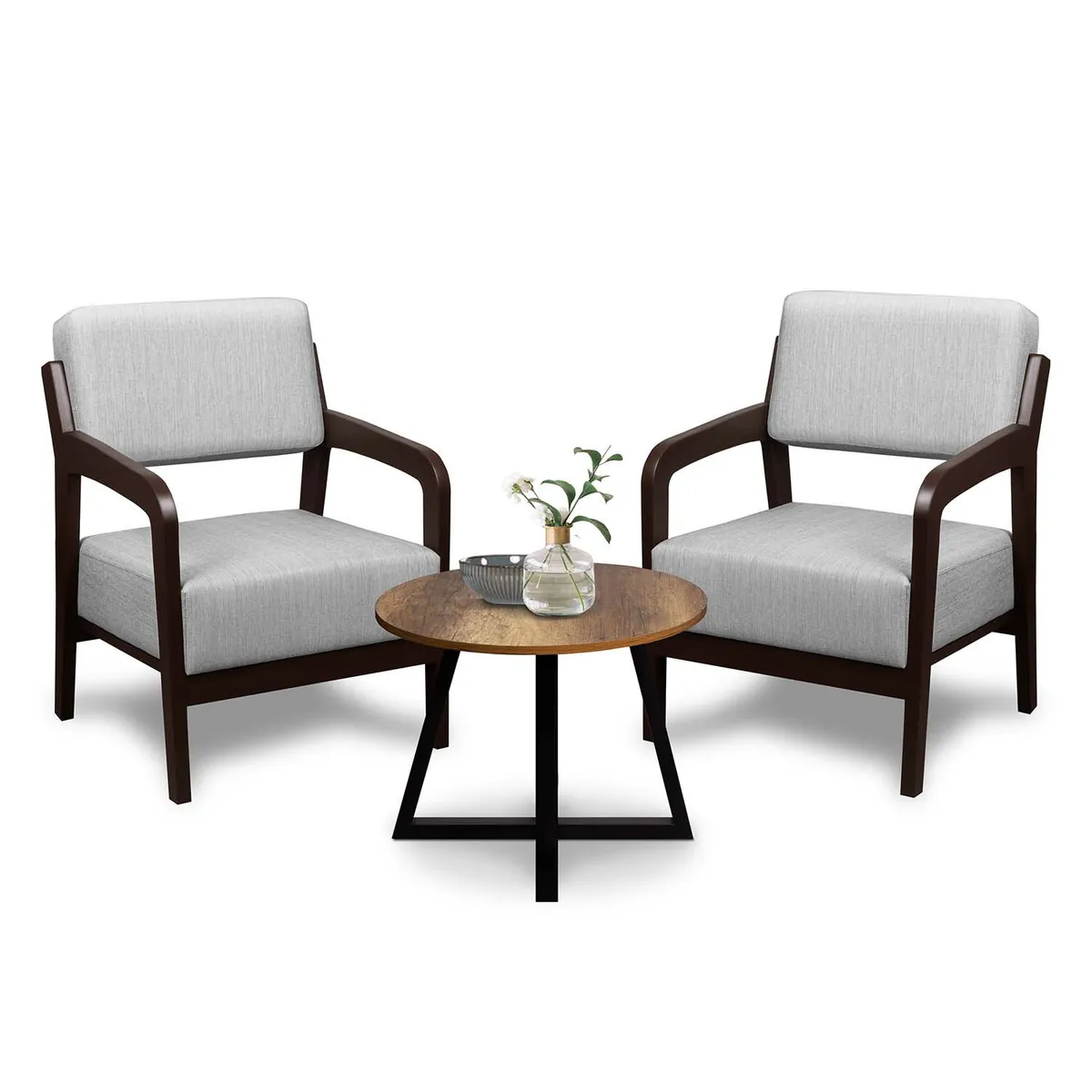 FORLI - Set X2 Butacas Igneo 1 Cuerpo + Mesa De Centro