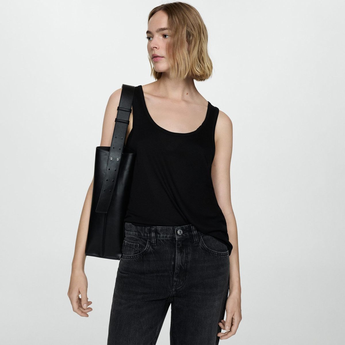 MANGO - Jean Straight Tiro Alto Mujer Mango