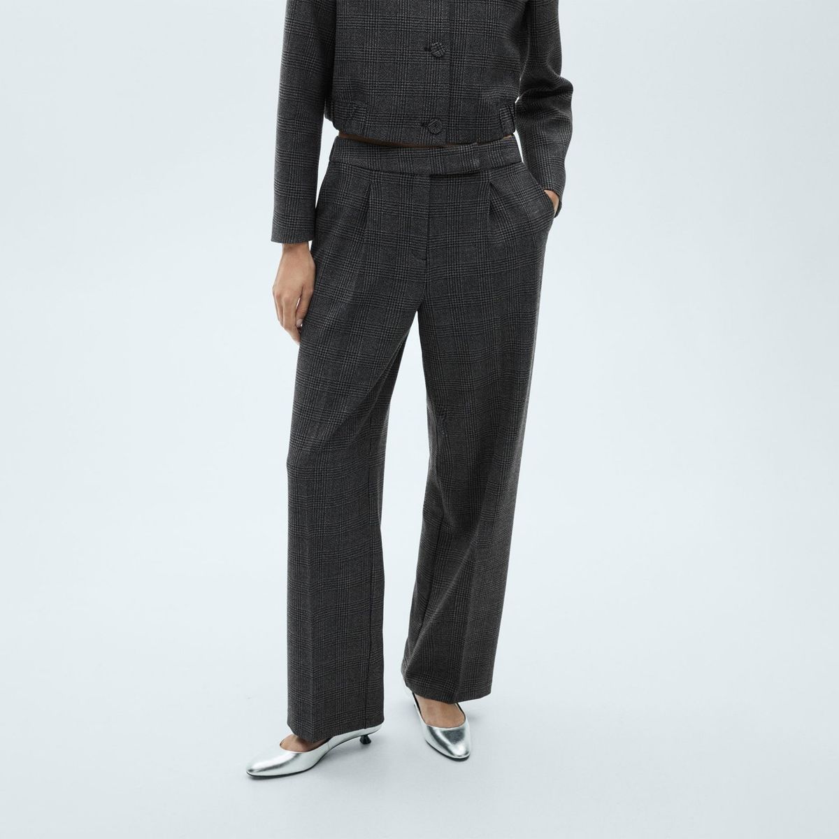 MANGO - Pantalón Tweed Straight Mujer Mango