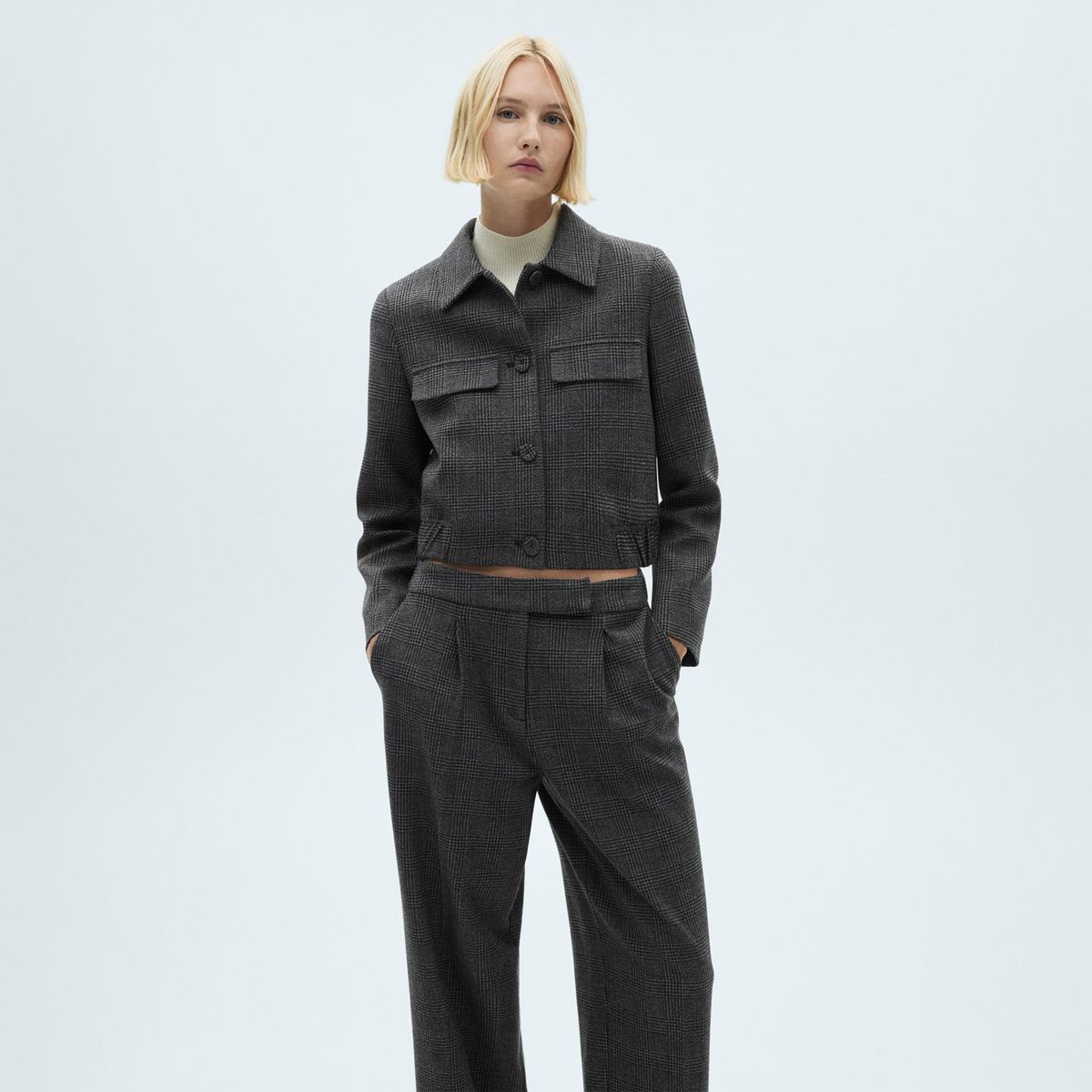 MANGO - Pantalón Tweed Straight Mujer Mango