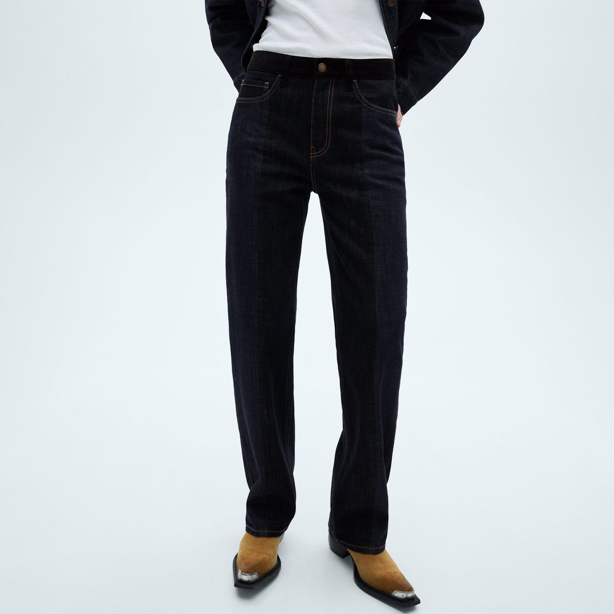 MANGO - Jean Straight Tiro Alto Mujer Mango