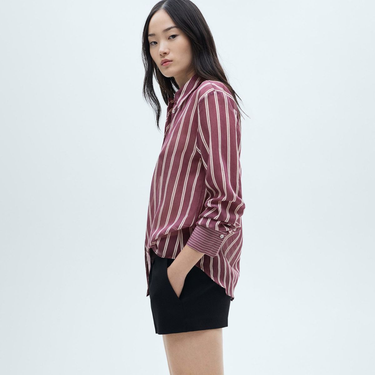 MANGO - Camisa Manga Larga Casual Mujer Mango