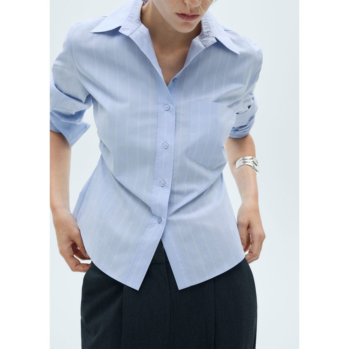 MANGO - Camisa Manga Larga 100% Algodón Mujer Mango