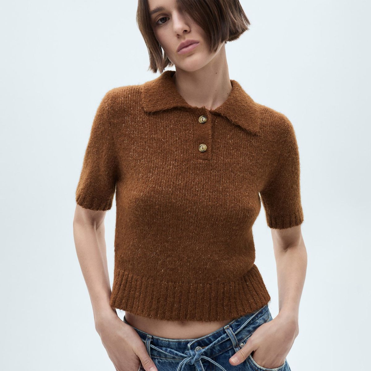 MANGO - Polo Manga Corta Casual Mujer Mango