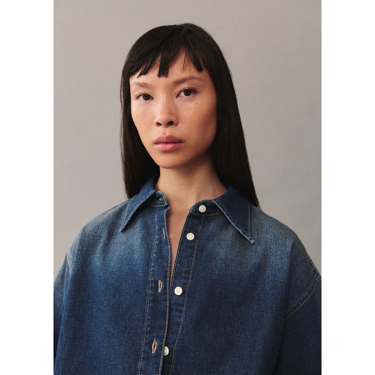 MANGO - Camisa Oversize Manga Larga 100% Algodón Mujer Mango