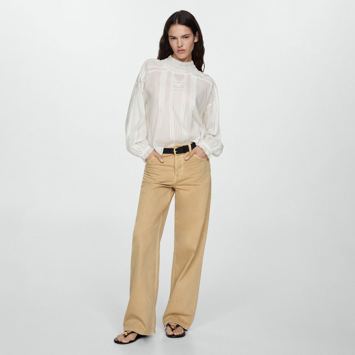 MANGO - Blusa Manga Larga Casual Mujer Mango