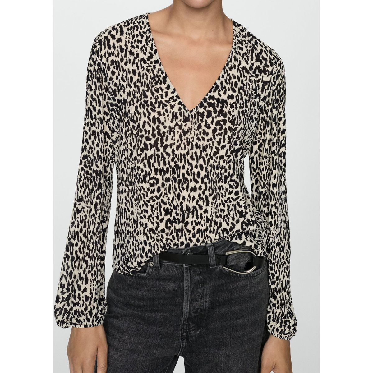 MANGO - Blusa Manga Larga Casual Mujer Mango