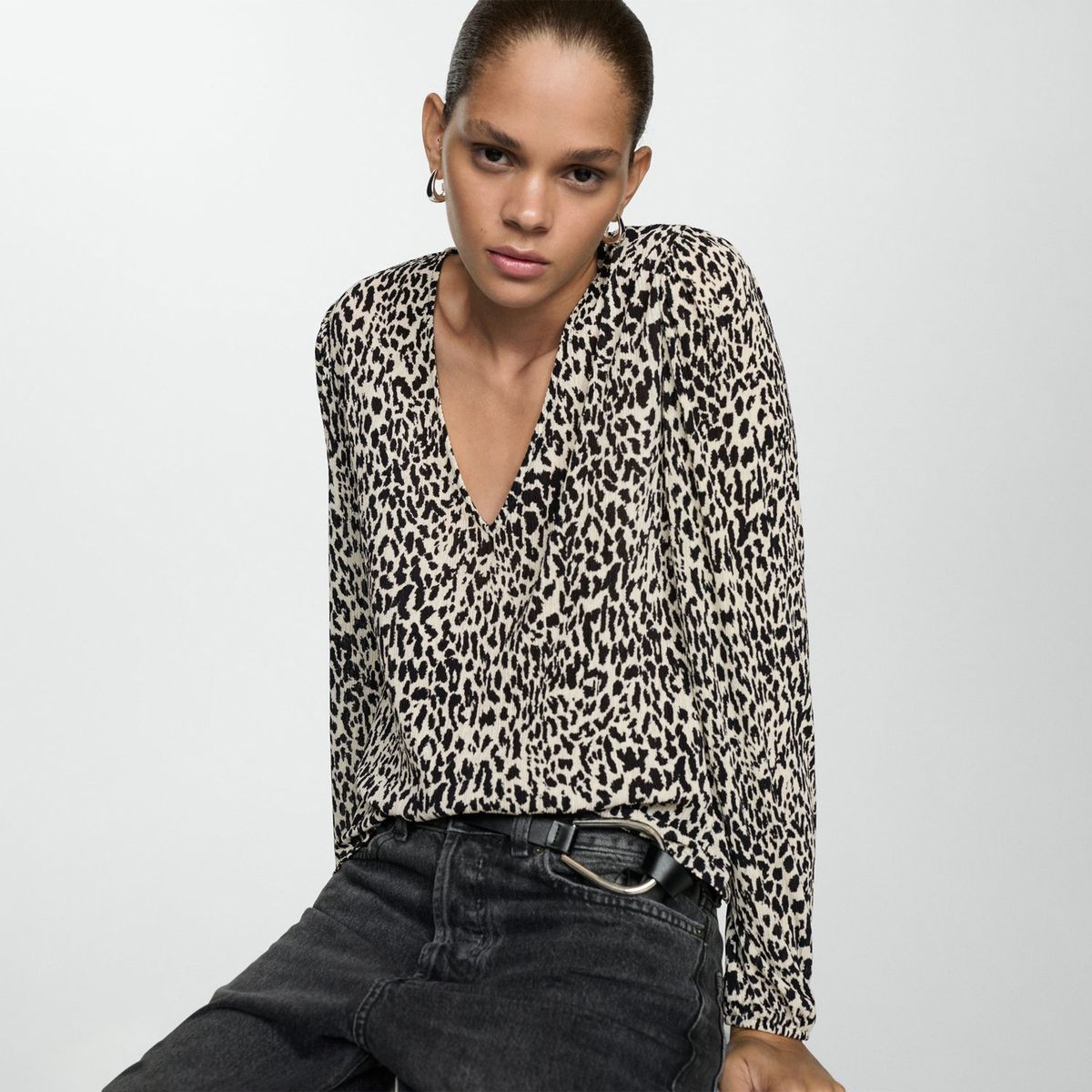 MANGO - Blusa Manga Larga Casual Mujer Mango