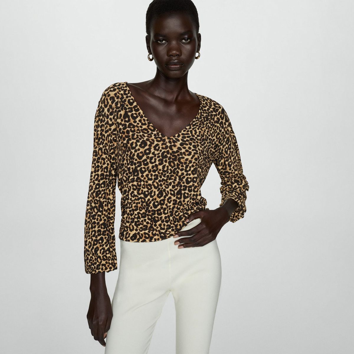 MANGO - Blusa Manga Larga Casual Mujer Mango