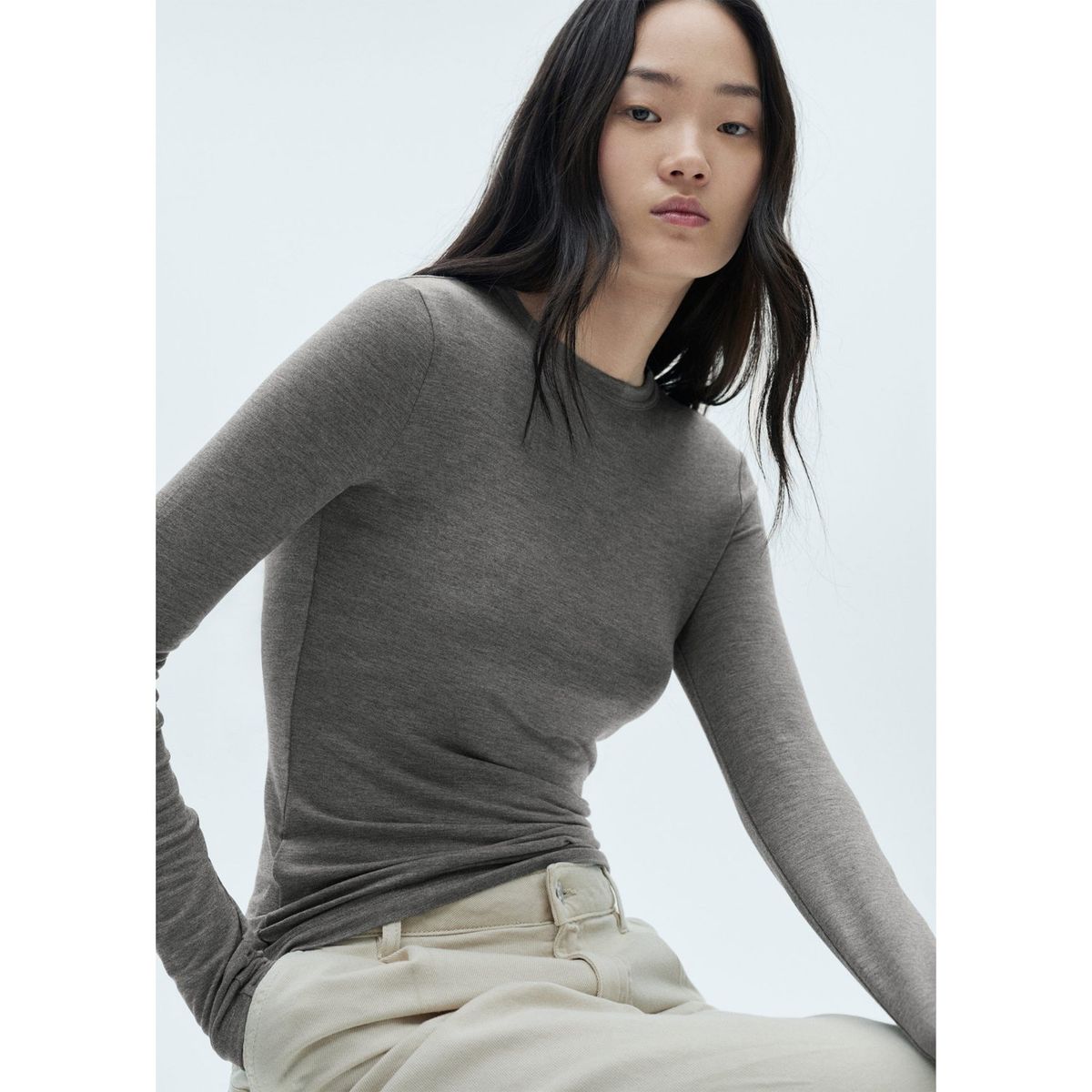 MANGO - Polo Manga Larga Casual Mujer Mango