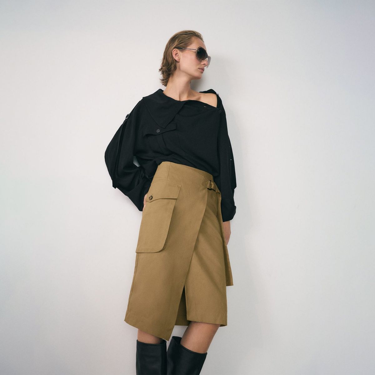 MANGO - Falda Cargo 100% Algodón Mujer Mango