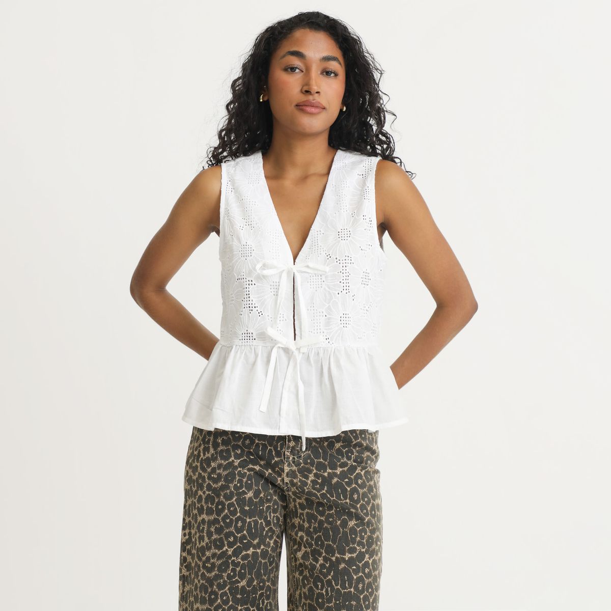 BASEMENT - Blusa Sin Mangas 100% Algodón Mujer Basement