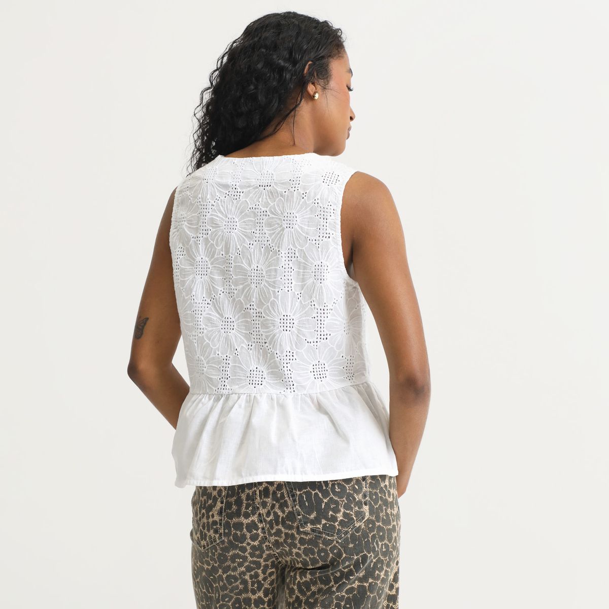 BASEMENT - Blusa Sin Mangas 100% Algodón Mujer Basement