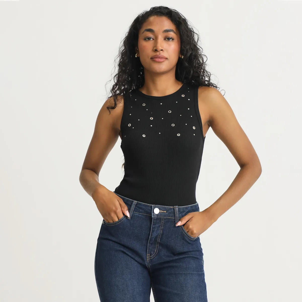 BASEMENT - Polo Sin Mangas Algodón Mujer Basement