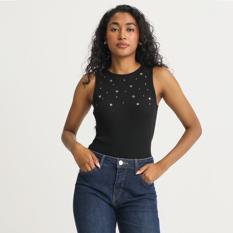 BASEMENT - Polo Sin Mangas Algodón Mujer Basement