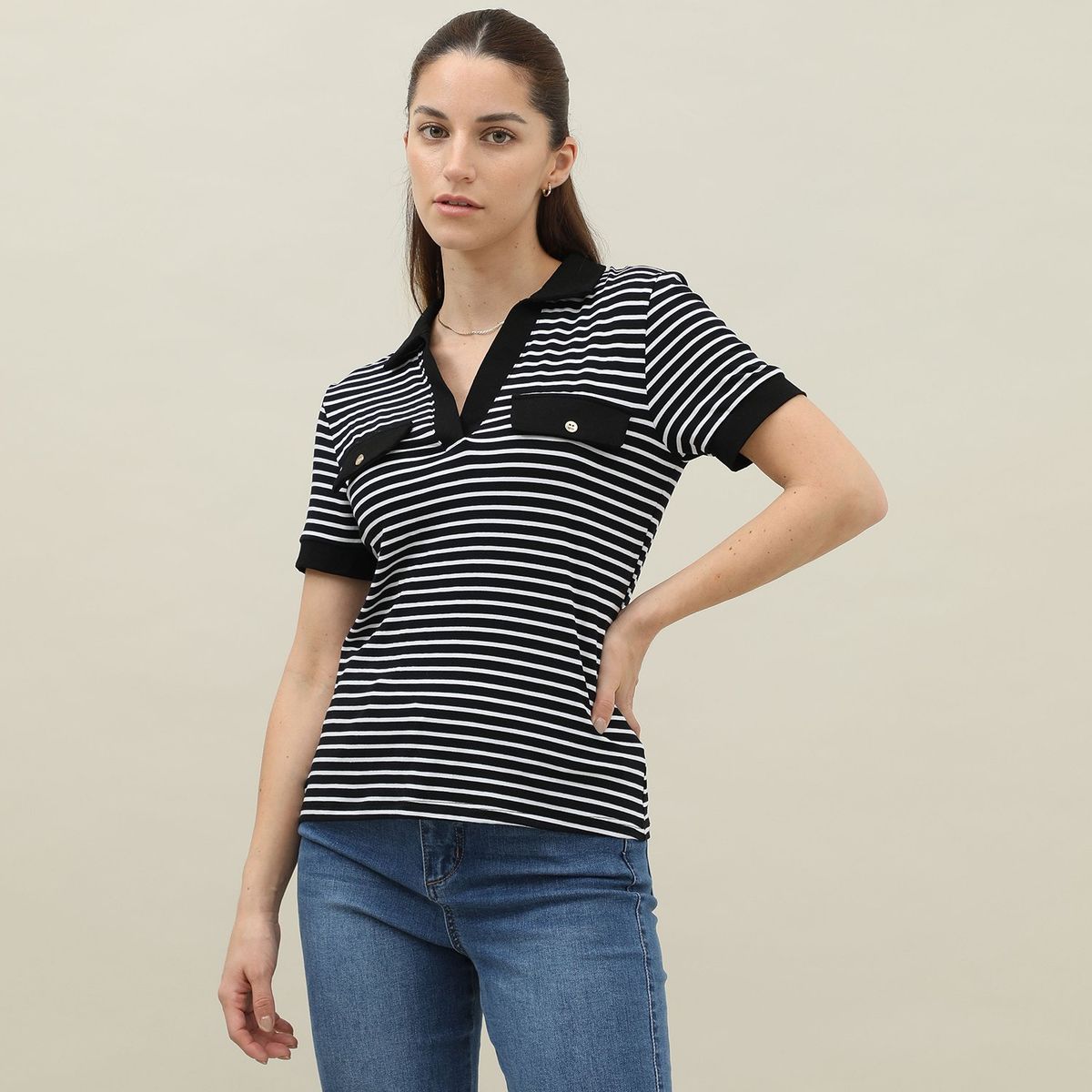 ELLE - Polo Manga Corta Casual Mujer Elle