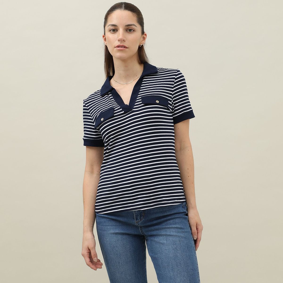 ELLE - Polo Manga Corta Casual Mujer Elle