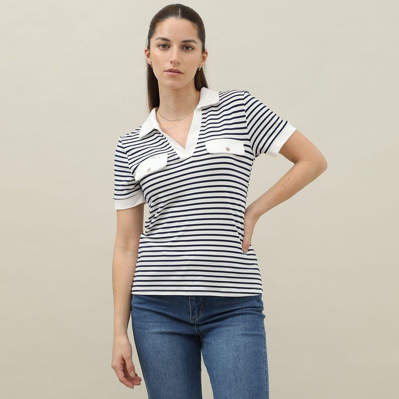 ELLE - Polo Manga Corta Casual Mujer Elle