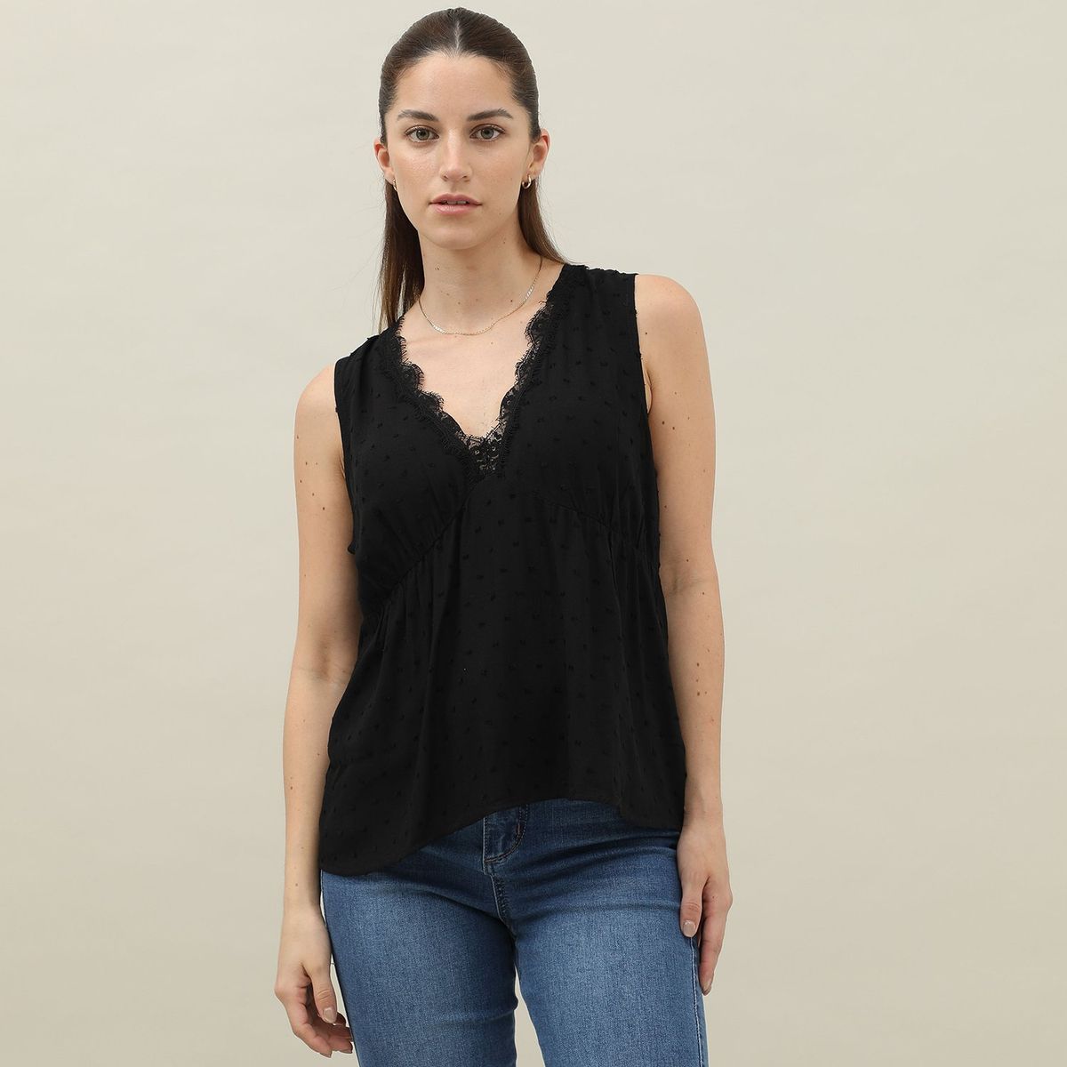 ELLE - Blusa Sin Mangas Casual Mujer Elle