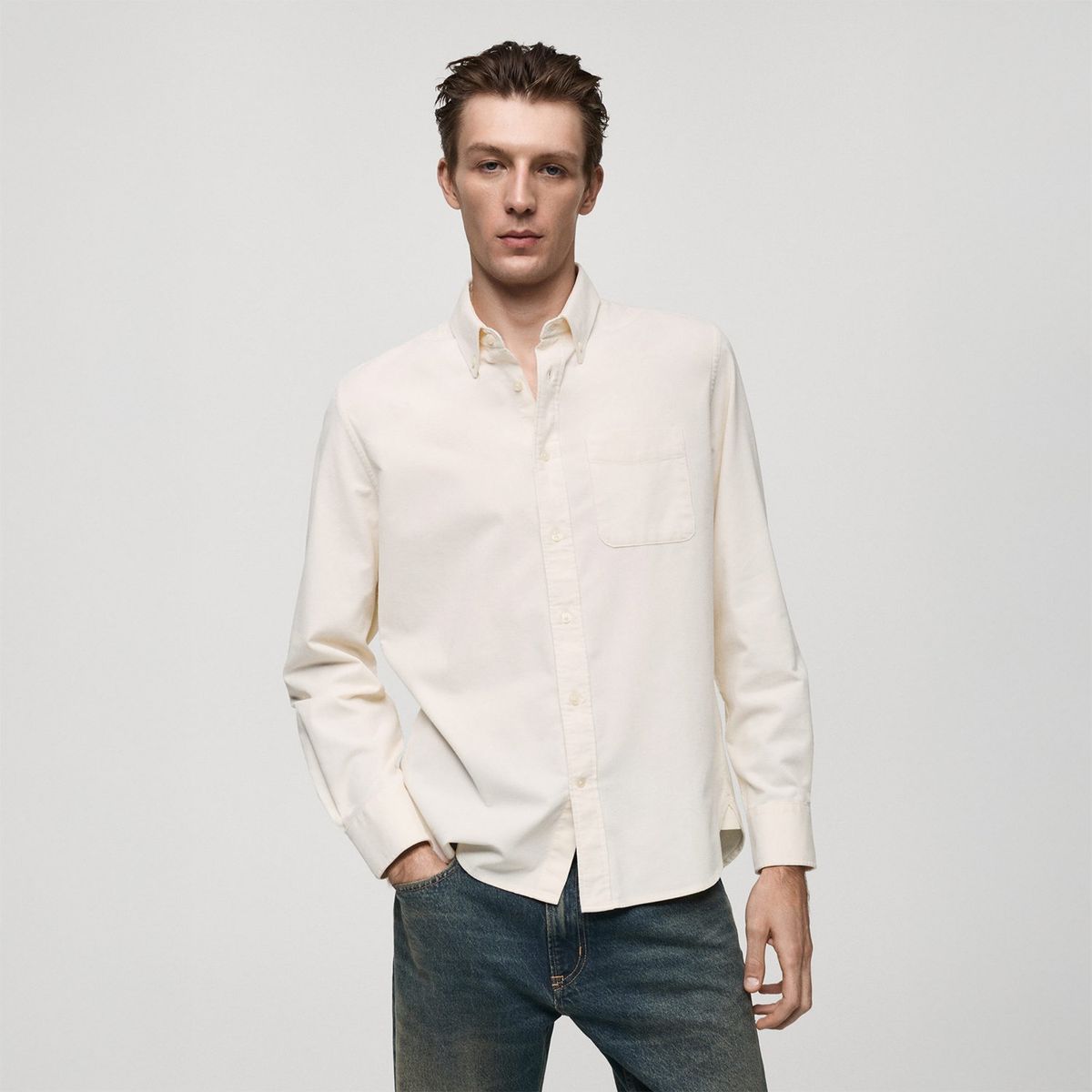 MANGO - Camisa Manga Larga 100% Algodón Hombre Mango 