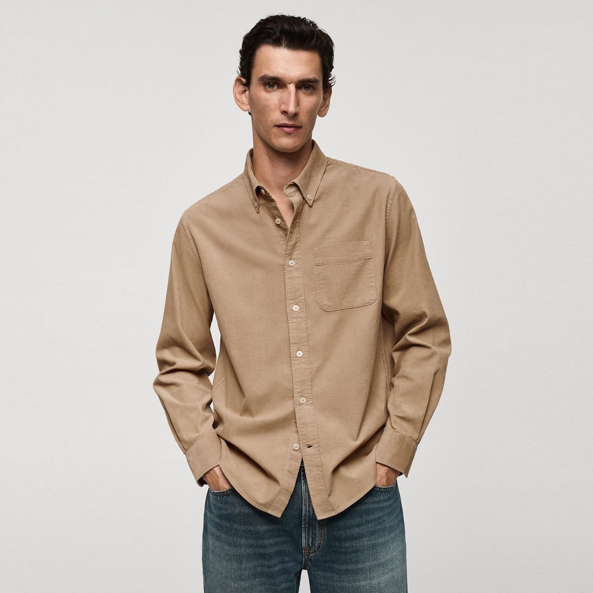 MANGO - Camisa Manga Larga 100% Algodón Hombre Mango 