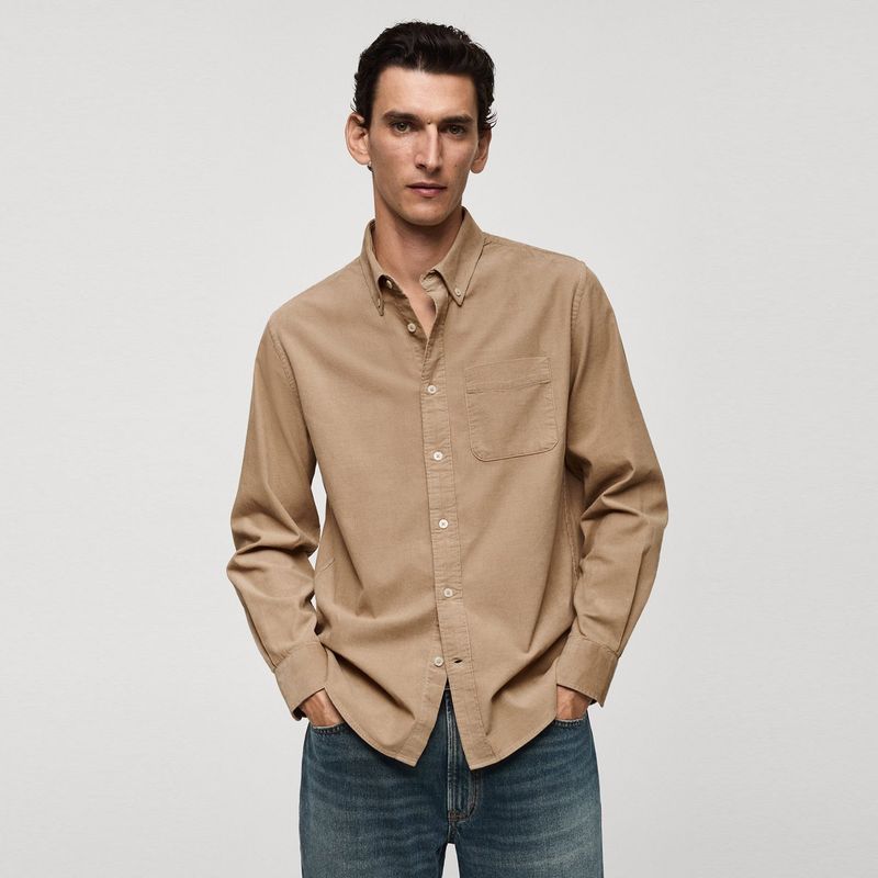 MANGO - Camisa Manga Larga 100% Algodón Hombre Mango 