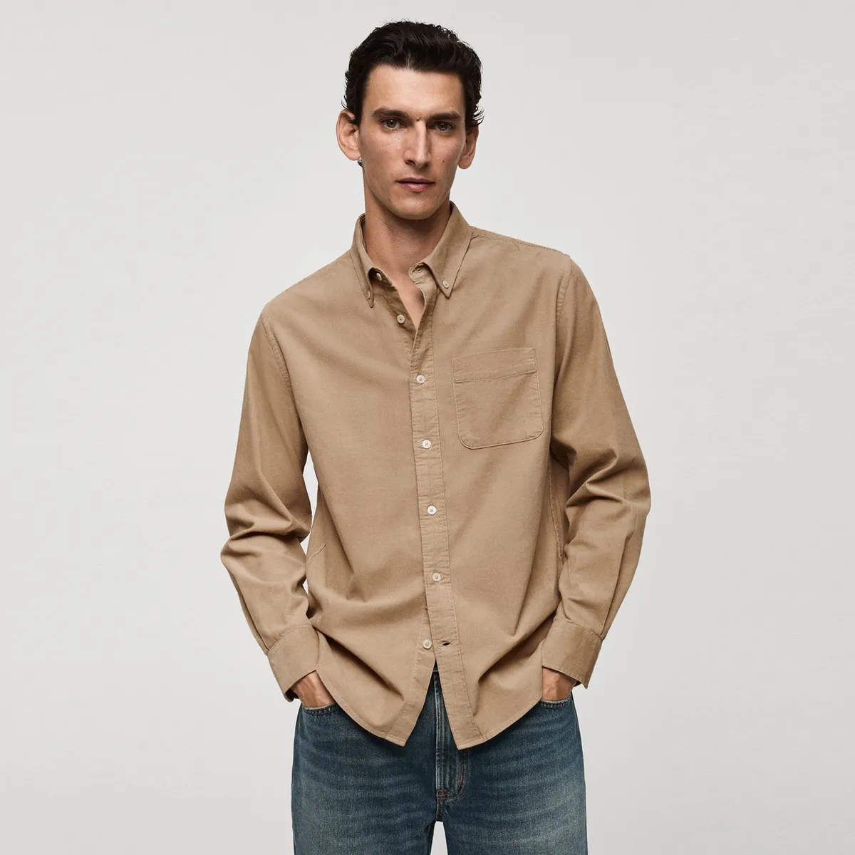 MANGO - Camisa Manga Larga 100% Algodón Hombre Mango 