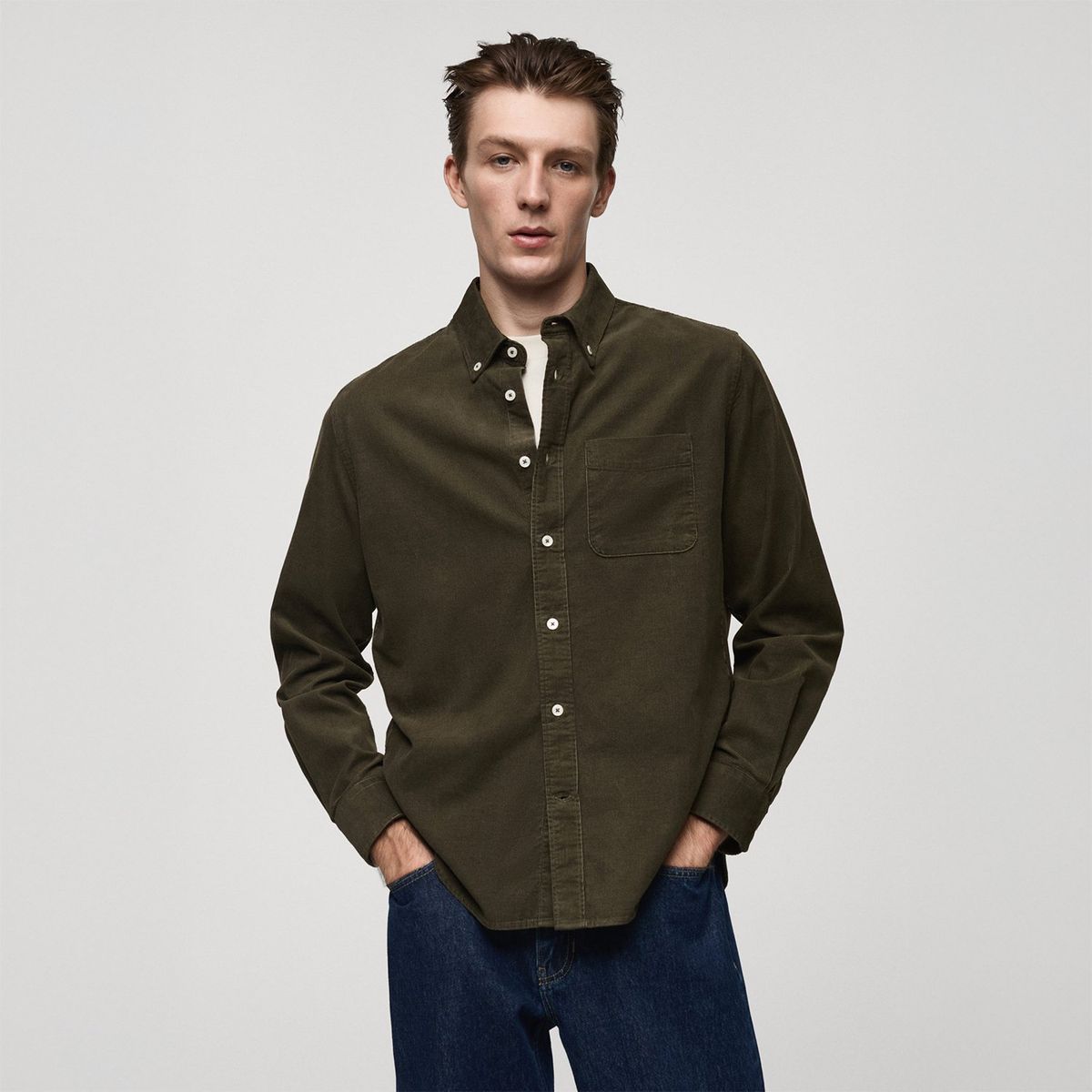 MANGO - Camisa Manga Larga 100% Algodón Hombre Mango 