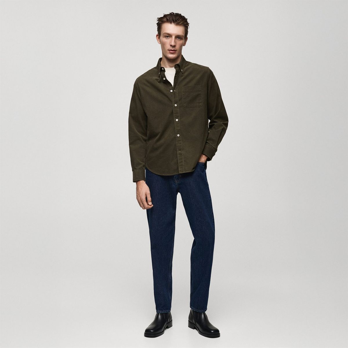 MANGO - Camisa Manga Larga 100% Algodón Hombre Mango 