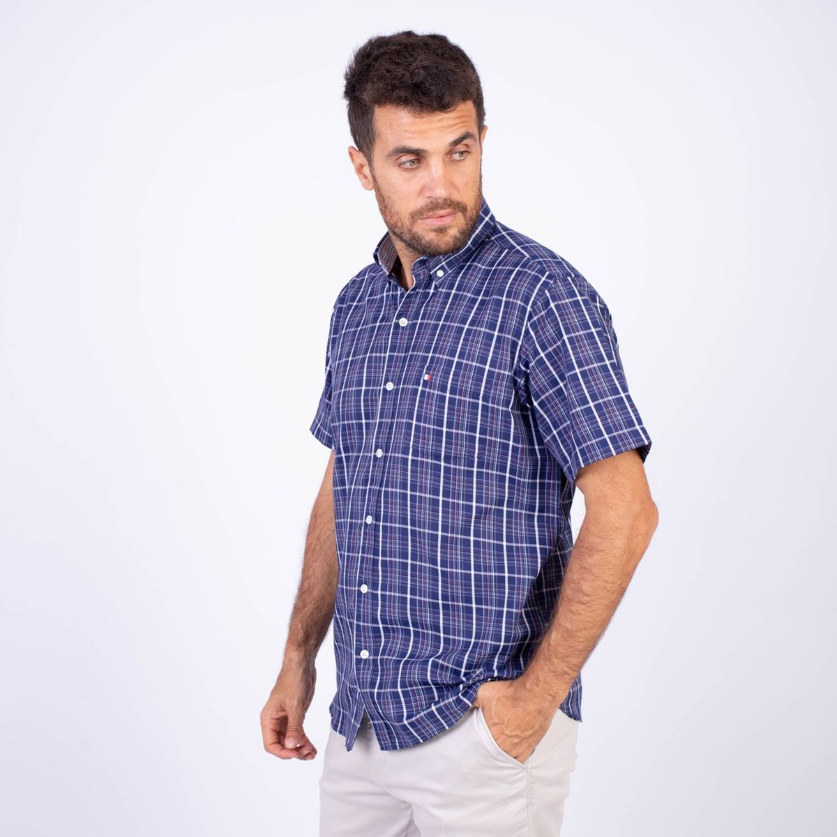 PIERRE CARDIN - Camisa Manga Corta 100% Algodón Hombre Pierre Cardin