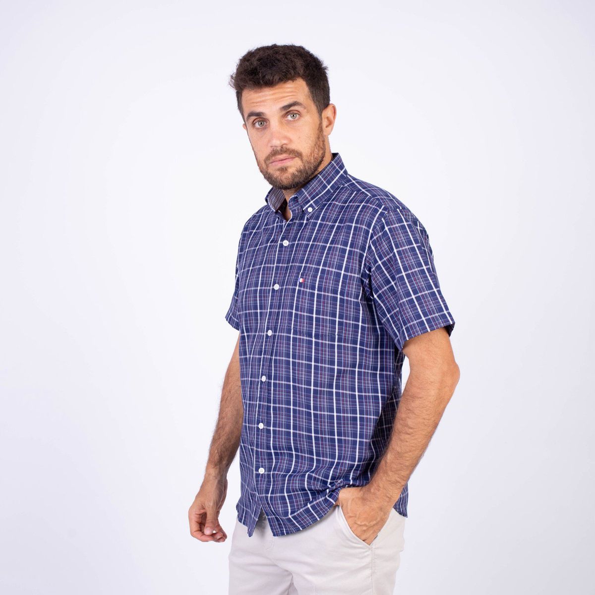 PIERRE CARDIN - Camisa Manga Corta 100% Algodón Hombre Pierre Cardin