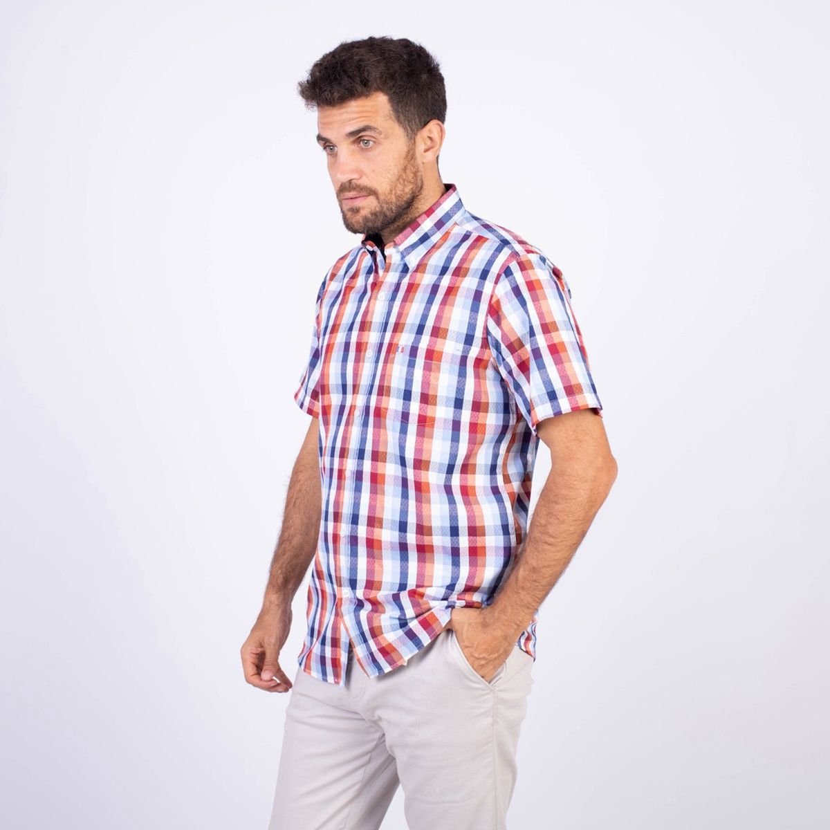 PIERRE CARDIN - Camisa Manga Corta 100% Algodón Hombre Pierre Cardin