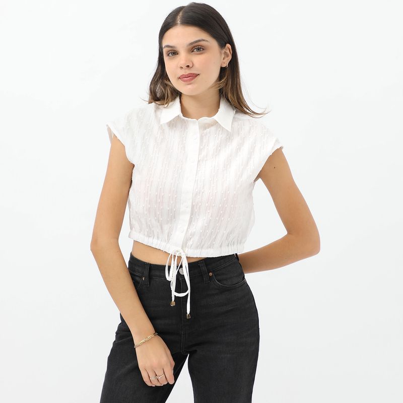 SYBILLA - Blusa Manga Corta 100% Algodón Mujer Sybilla