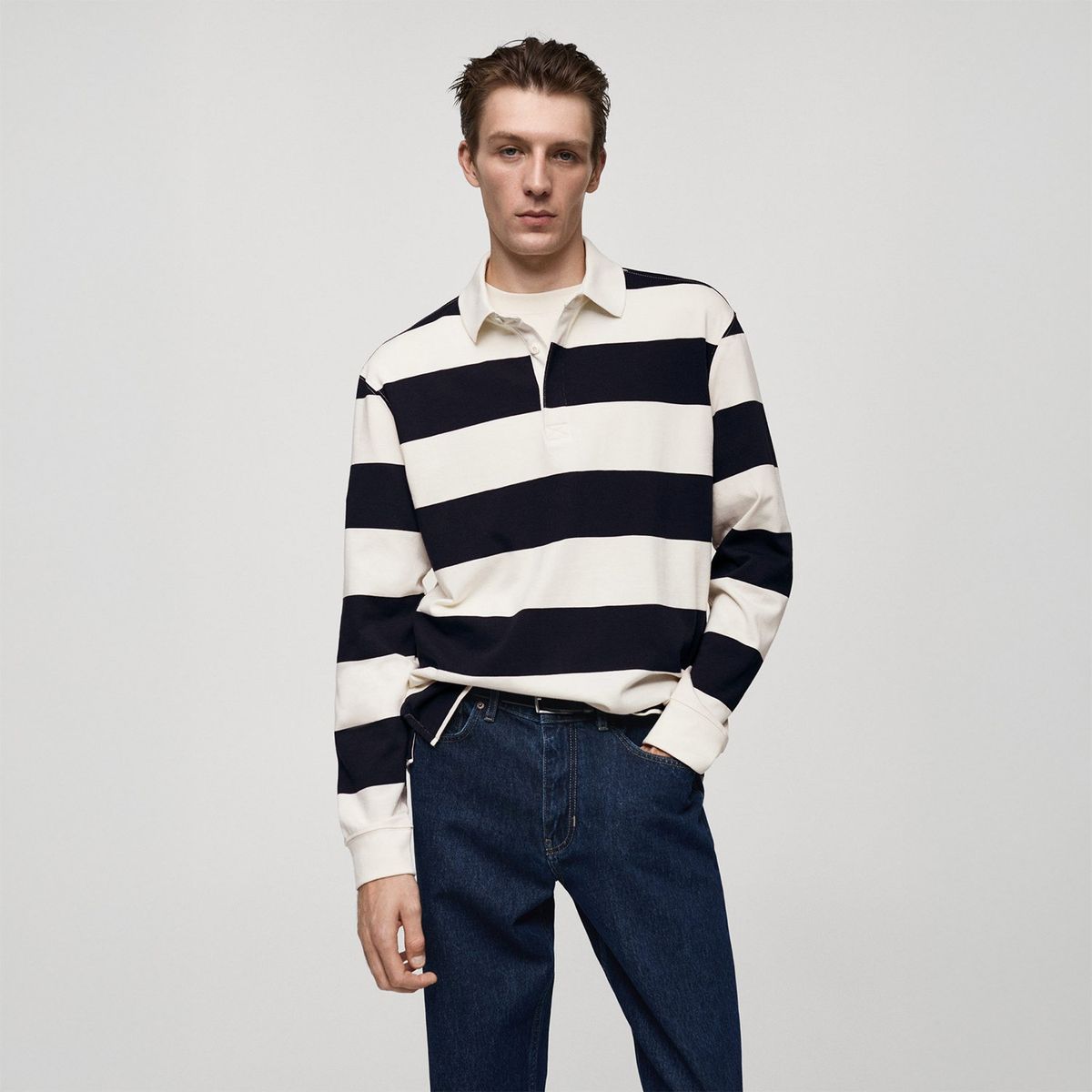 MANGO - Polo Manga Larga 100% Algodón Hombre Mango