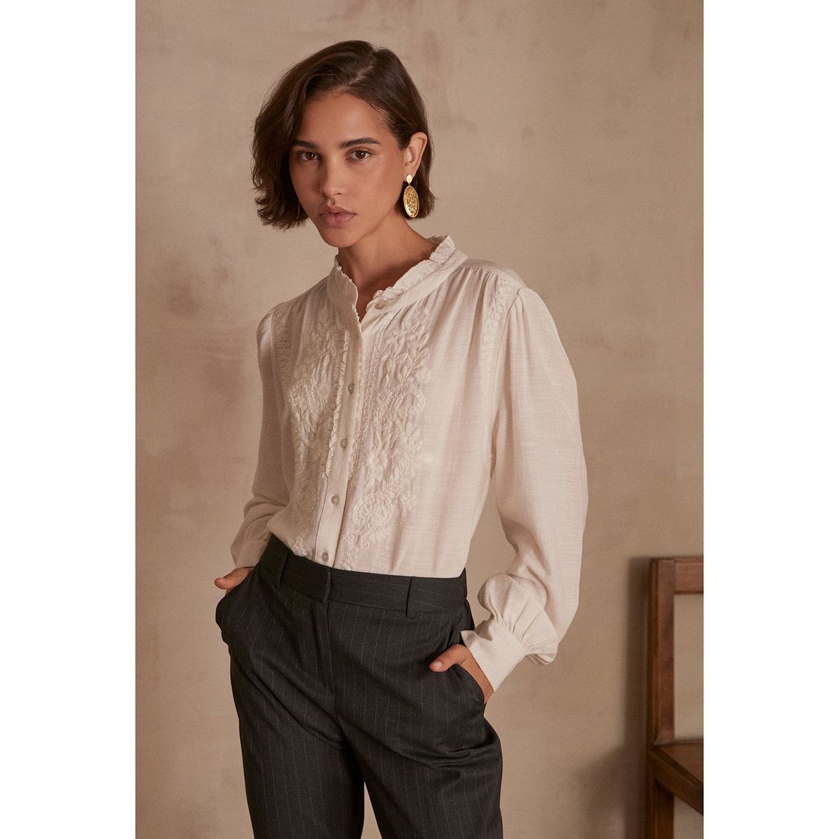 MAISON 123 - Blusa Manga Larga 100% Algodón Mujer Maison 123