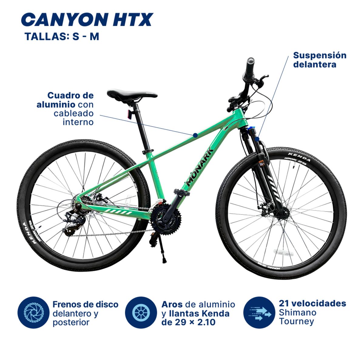MONARK - Bicicleta Montañera Canyon Htx Aro 29 Talla S Verde Monark