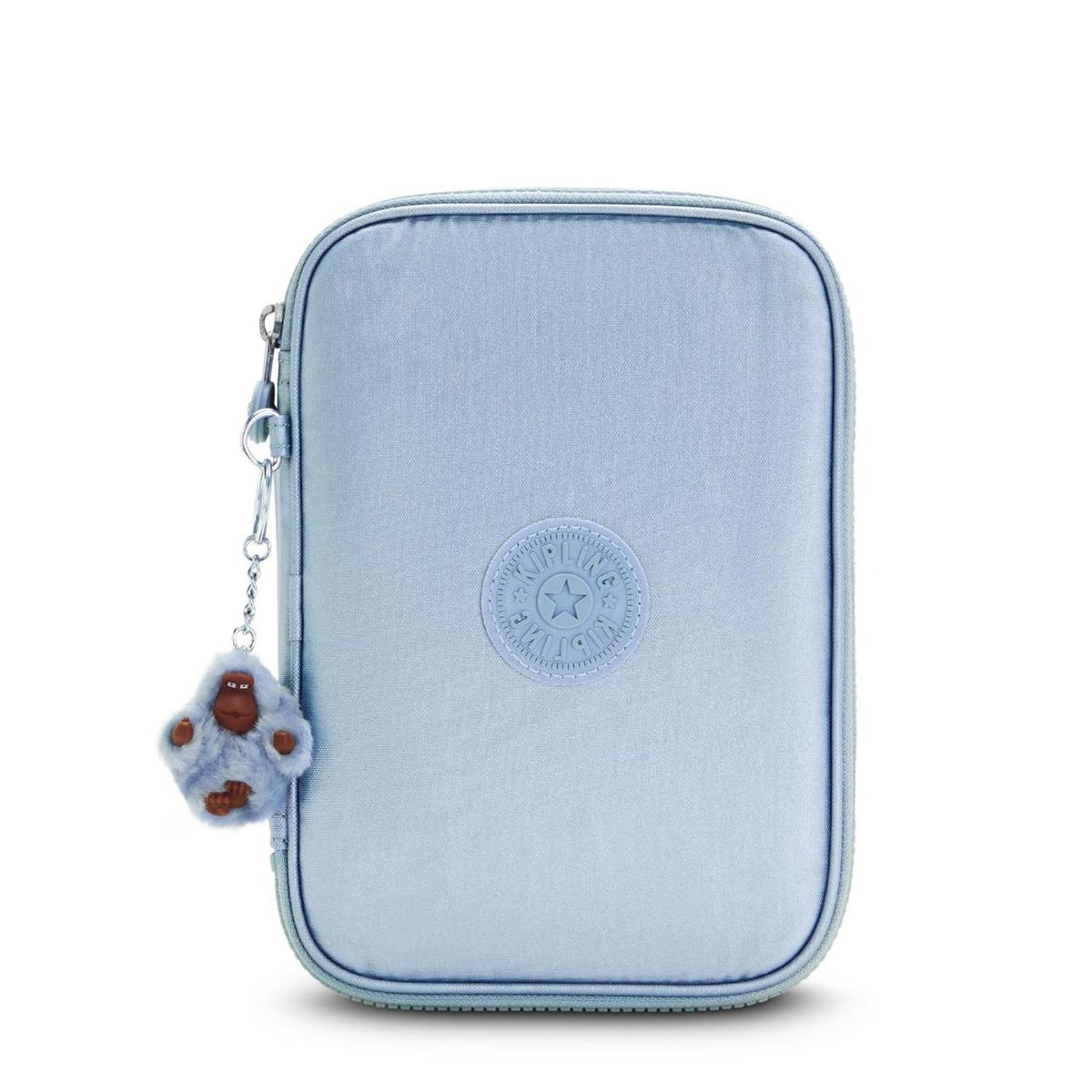 KIPLING - Cartuchera 100 Pens Pebble Blue Metallic Kipling