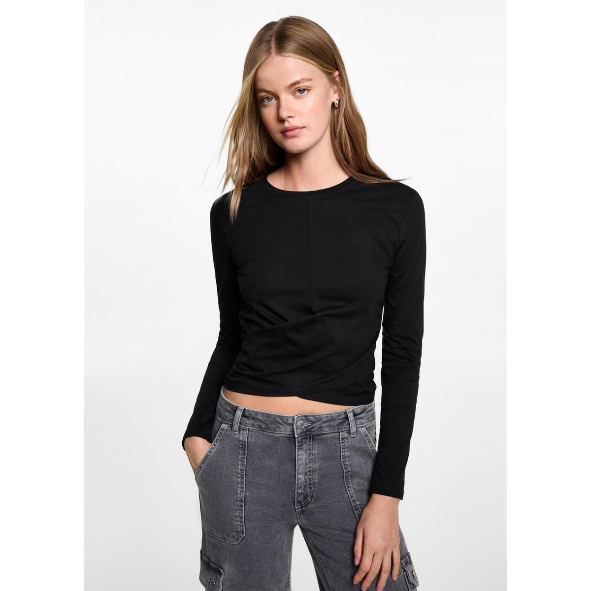 MANGO TEEN - Polo Manga Larga 100% Algodón Mujer Mango Teen