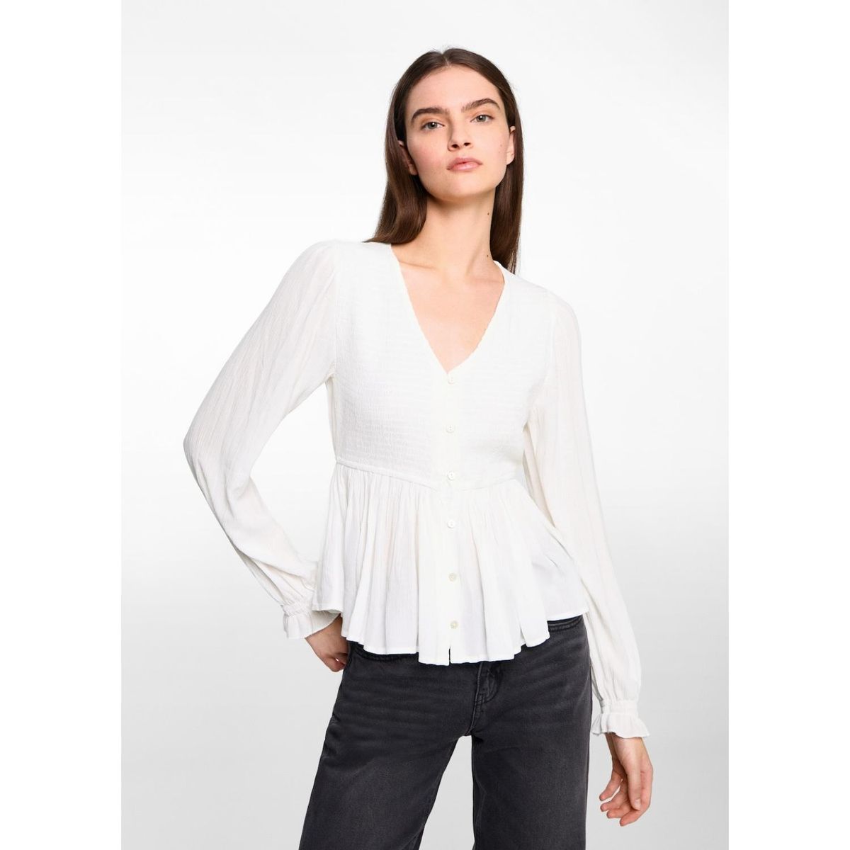 MANGO TEEN - Blusa Manga Larga Mujer Mango