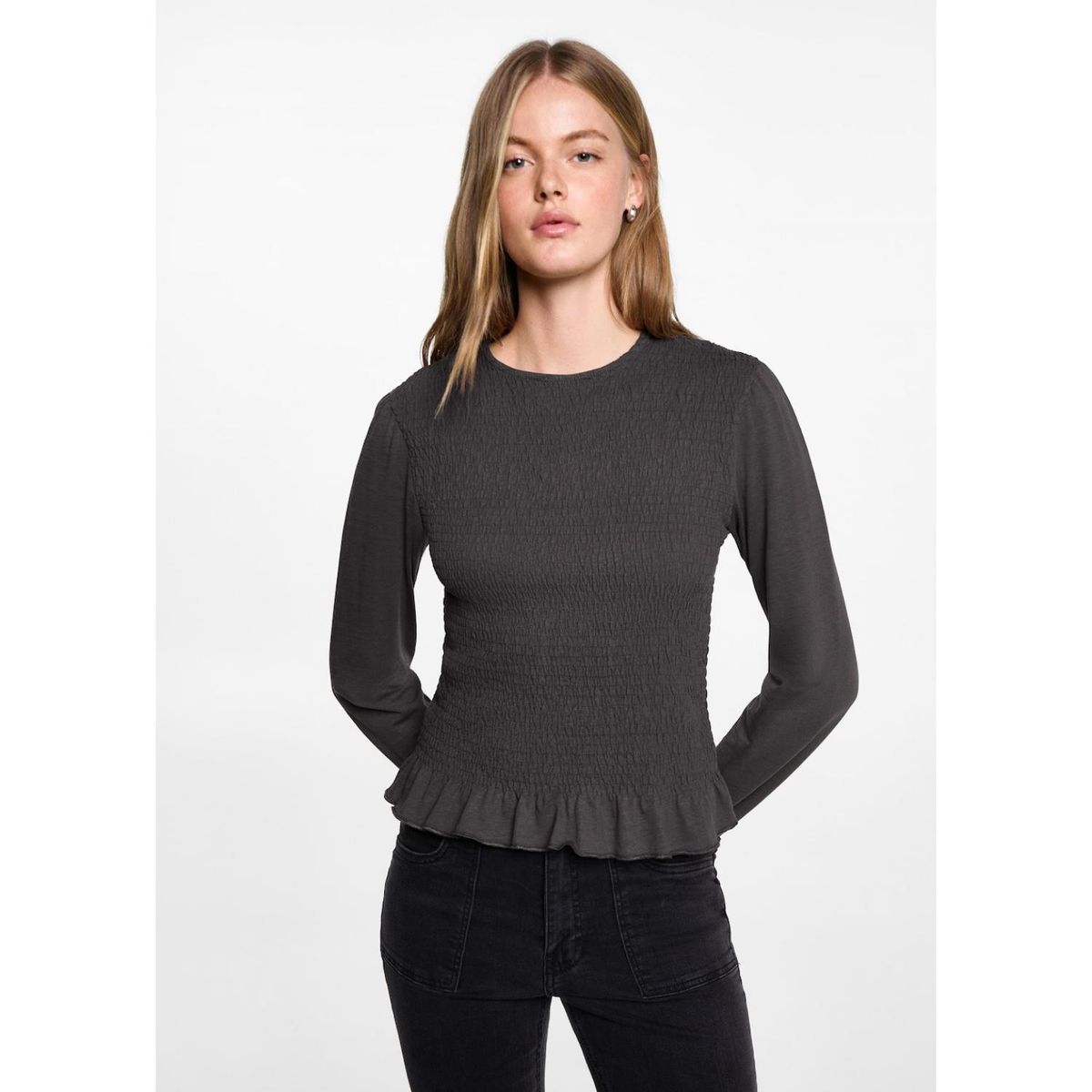 MANGO TEEN - Blusa Manga Larga 100% Algodón Mujer Mango