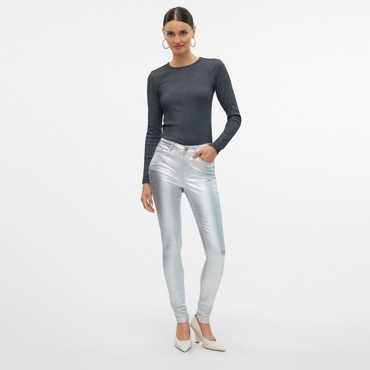 VERO MODA - Pantalón Skinny Tiro Alto Mujer Vero Moda