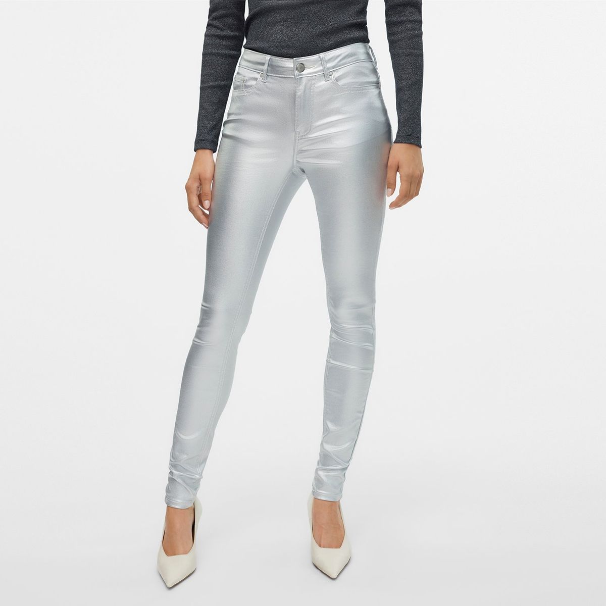 VERO MODA - Pantalón Skinny Tiro Alto Mujer Vero Moda