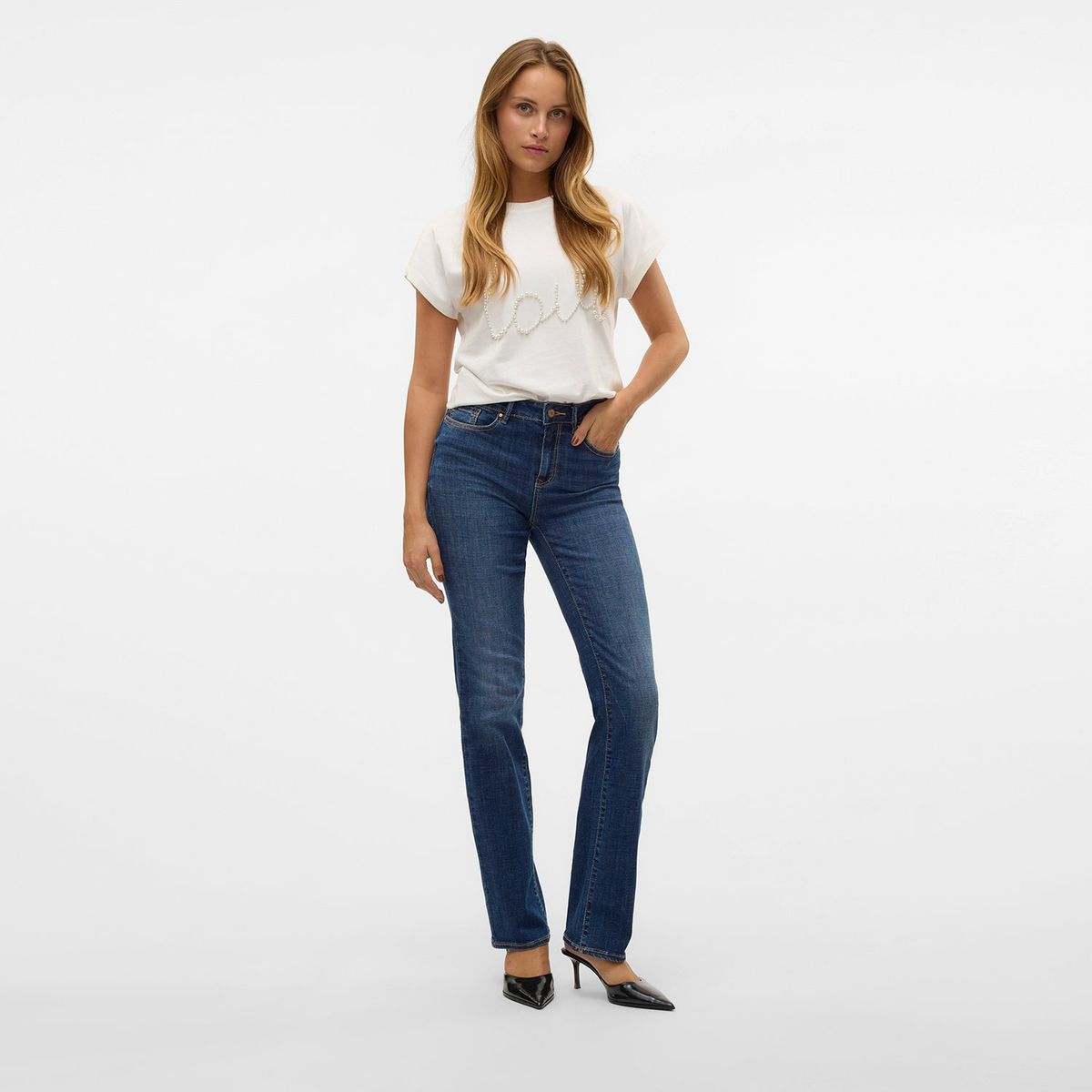 VERO MODA - Jean Straight Tiro Alto Mujer Vero Moda