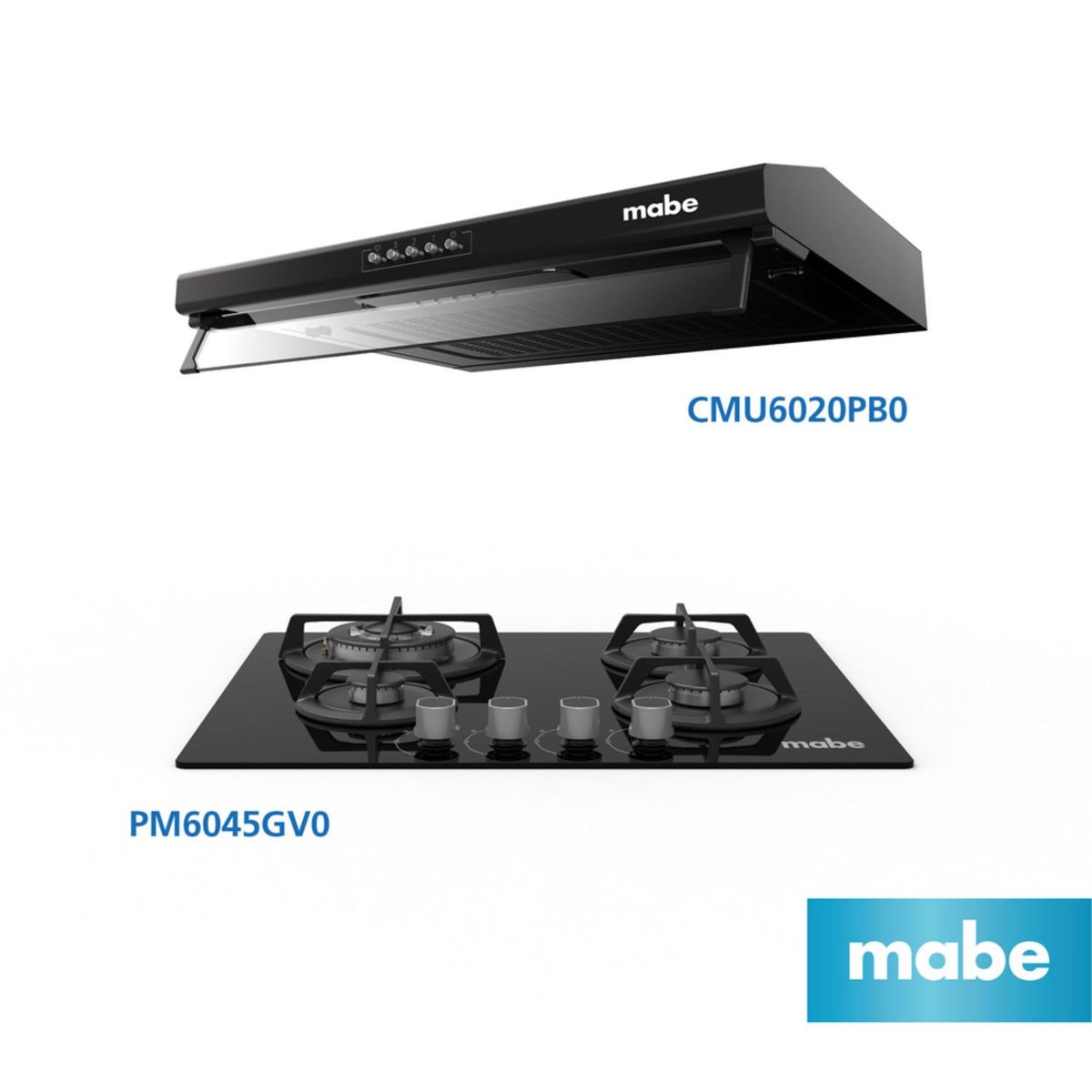 MABE - Combo Campana Utilitaria CMU6020PB0 + Cocina empotrable PM6045GV0
